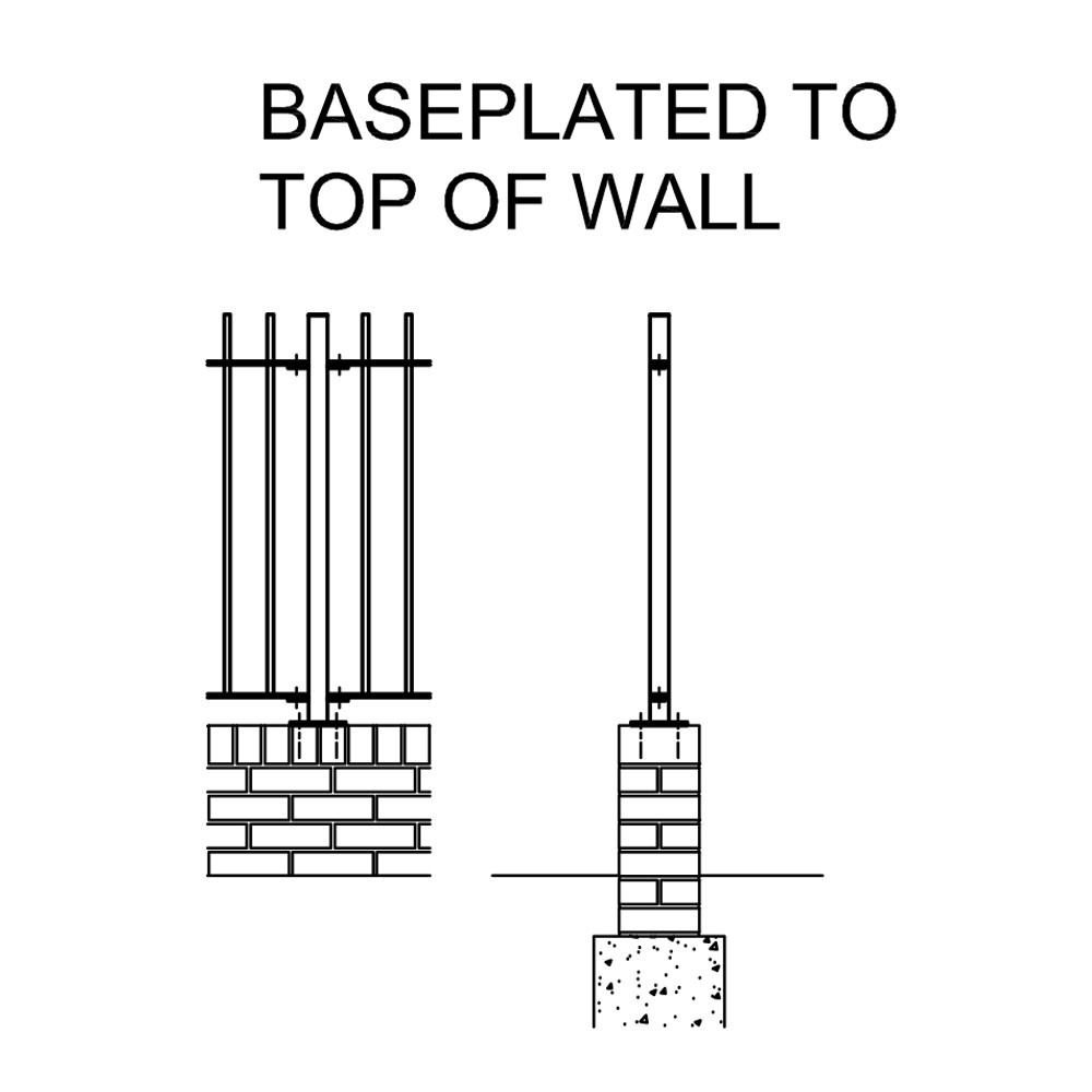BASEPLATED TO TOP OF WALL